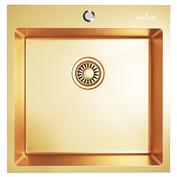 Мойка настол.монтаж 50х50 (3,0) вып 3 1/2  MIXLINE PRO 20см с сифоном (золото) - 550548 