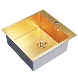 Мойка настол.монтаж 50х50 (3,0) вып 3 1/2 MIXLINE PRO 20см с сифоном (золото) - 550548