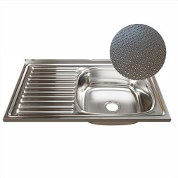 Мойка 80х50 (0,6) прав вып 3 1/2 MIXLINE 16см с сифоном ДЕКОР - 555233 