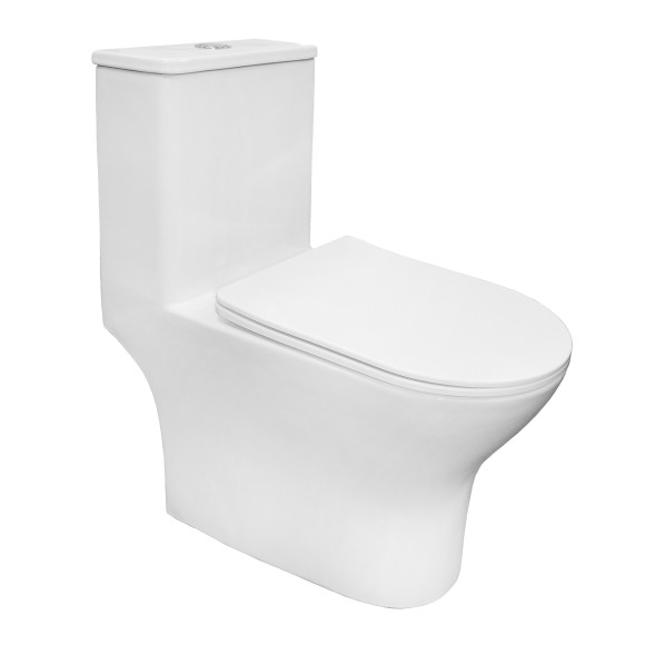 Унитаз-моноблок AZARIO Terni 670x350x760 слив &amp;quot;Торнадо&amp;quot;, быстросъемное сиденье микролифт (AZ-8618T)