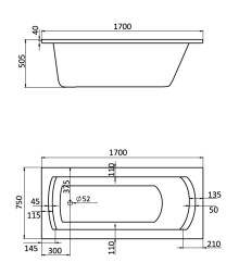Ванна акриловая Santek Монако XL  прямоугольная 170х75, белая