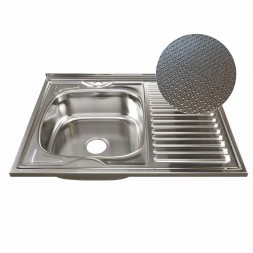 Мойка 80х60 (0,6) лев вып 3 1/2 MIXLINE 16см  с сифоном ДЕКОР - 555234 