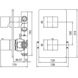 Термостат для душа Bossini  CUBE встраиваемый (внешняя часть), с девиаторм 1/2/3/4/5, цвет: черный матовый (Z00061.073)