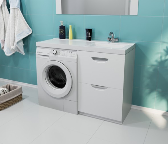 Тумба д/ванной &amp;quot;Атлантик-56&amp;quot;под рак.над ст.маш.БИЛЛ-120(MIXLINE)унив.(ПВХ) - 543447 