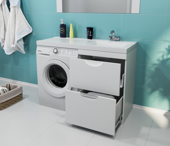 Тумба д/ванной &amp;quot;Атлантик-56&amp;quot;под рак.над ст.маш.БИЛЛ-120(MIXLINE)унив.(ПВХ) - 543447 