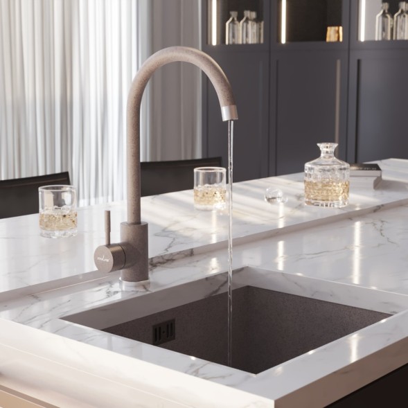 Смеситель для кухни 35к MIXLINE ML-GS15 (302) песочный высок. излив - ML-GS15 (302) 