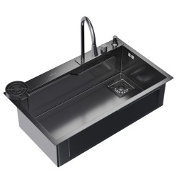 Мойка настол.монтаж 75х46 (3,0) вып 3 1/2 MIXLINE PRO 21,5см с сиф.(ч.граф)+доз+смесит+кол+д/р+о/с - 552104