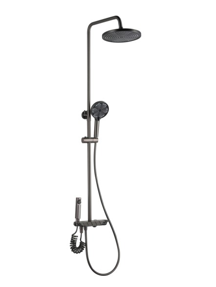 Душевая система 35к ПРОФСАН ПСМ-800-88GA клавиш.упр. лейка &amp;quot;Тропич. душ круг&amp;quot; + гигиен. лейка ГРАФИТ - PSM-800-88GA 