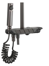 Душевая система 35к ПРОФСАН ПСМ-800-88GA клавиш.упр. лейка &amp;quot;Тропич. душ круг&amp;quot; + гигиен. лейка ГРАФИТ - PSM-800-88GA 