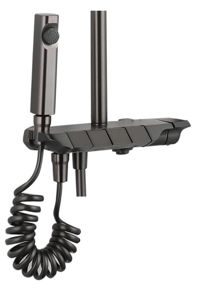 Душевая система 35к ПРОФСАН ПСМ-800-88GA клавиш.упр. лейка &amp;quot;Тропич. душ круг&amp;quot; + гигиен. лейка ГРАФИТ - PSM-800-88GA 