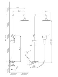 Душевая система 35к ПРОФСАН ПСМ-800-88GA клавиш.упр. лейка &amp;quot;Тропич. душ круг&amp;quot; + гигиен. лейка ГРАФИТ - PSM-800-88GA 
