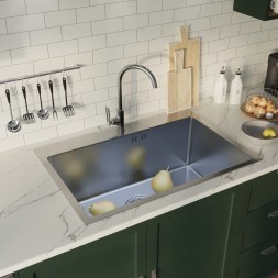 Мойка настол.монтаж 65х45 (3,0) вып 3 1/2 MIXLINE PRO 22см с сифоном (сатин НАНО декор) - 552936