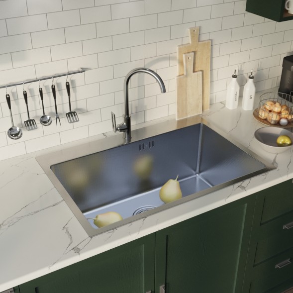 Мойка настол.монтаж 65х45 (3,0) вып 3 1/2  MIXLINE PRO 22см с сифоном (сатин НАНО декор) - 552936 