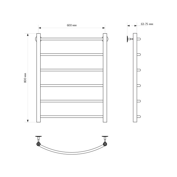Полотенцесушитель MIXLINE CAPELLA  80х60 (1/2&amp;#039;&amp;#039; ВР, 6 перекладин) водяной - ML-556274 