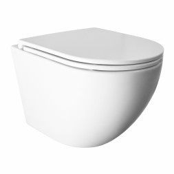 Унитаз подвесной Azario PRO (круглый) СКРЫТОЕ ТОРНАДО безободковый унитаз в комплекте с сидением микролифт скрытая система смыва  490*370*360 мм (PRO-0001 UQ3)