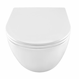 Унитаз подвесной Azario PRO (круглый) СКРЫТОЕ ТОРНАДО безободковый унитаз в комплекте с сидением микролифт скрытая система смыва  490*370*360 мм (PRO-0001 UQ3)