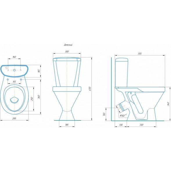 Унитаз-компакт &amp;quot;Детский&amp;quot; белый (косой, нижний, сид. без крышки полип., арм) (Rosa) - 4620008196268 