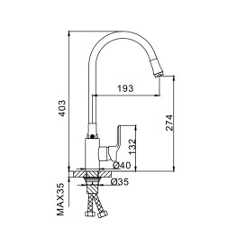 Смеситель для кухни 35к F4353 FRAP без излива (п/гайку, хром, латунь) - F4353 