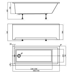 Ванна акриловая Azario LILIANA 150х70 см пристенная, прямоугольная, белый (AV.0012150)