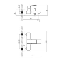Смеситель для ванны и душа Azario HARDCORE с ручным душем, хром (AZ-VKM238277C)