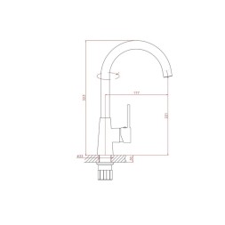 Смеситель для кухни 35к HB70074 HAIBA высокий пов излив,б/отв боковая п/гайку - HB70074 