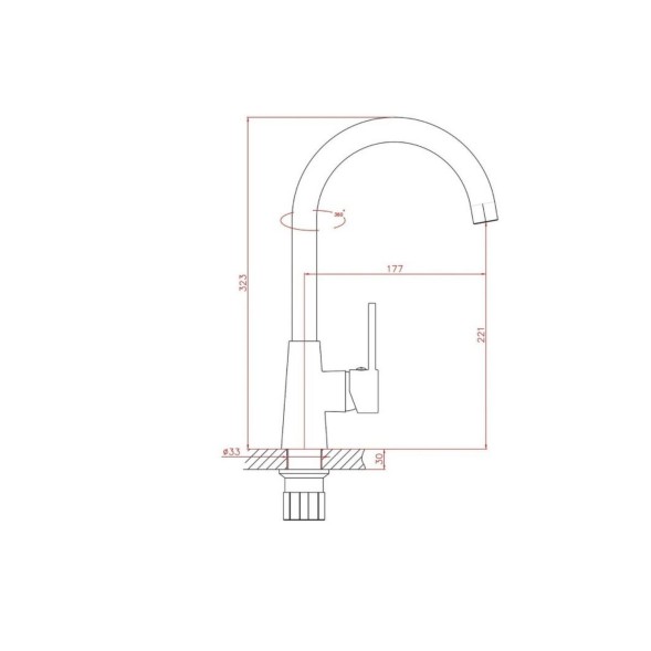 Смеситель для кухни 35к HB70074 HAIBA высокий пов излив,б/отв боковая п/гайку - HB70074 