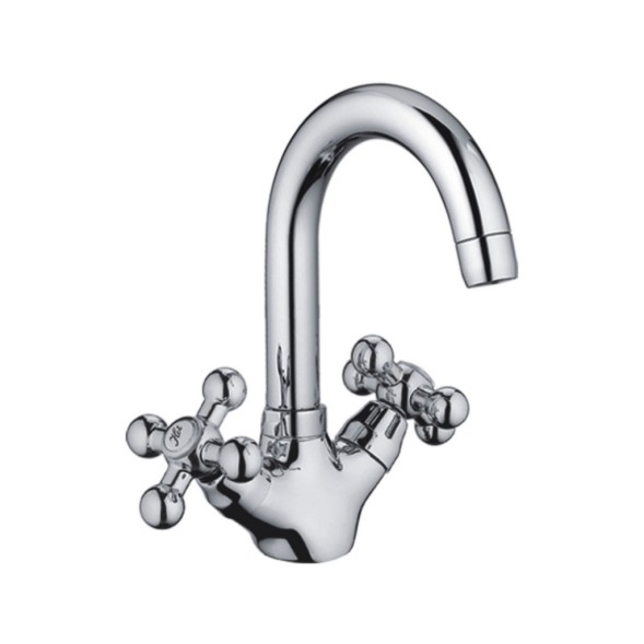 Смеситель для раковины 1/2 кер CN1319 CRON высокий пов. излив, ХРОМ - CN1319 