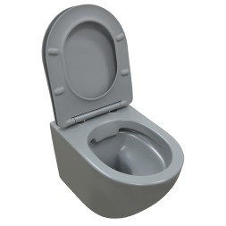Унитаз подвесной Azario Grado 370х490х370 безободковый, с быстросъемныйм сидением микролифт, серый матовый (AZ-0046 SP MDG)