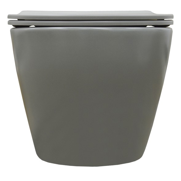 Унитаз подвесной Azario Grado 370х490х370 безободковый, с быстросъемныйм сидением микролифт, серый матовый (AZ-0046 SP MDG)