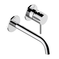 Комплект Bossini TEO Смеситель для раковины, настенный, встраиваемый, с изливом 18.5 см, хром + Встраиваемая часть однорычажного смесителя (Z00730.030+Z00801)