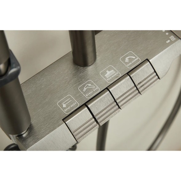 Душевая система 35к ПРОФСАН ПСМ-900-81GA клавиш.упр. лейка &amp;quot;Тропич. душ круг&amp;quot; + гигиен. лейка ГРАФИТ - PSM-900-81GA 