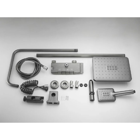 Душевая система 35к ПРОФСАН ПСМ-900-81GA клавиш.упр. лейка &amp;quot;Тропич. душ круг&amp;quot; + гигиен. лейка ГРАФИТ - PSM-900-81GA 