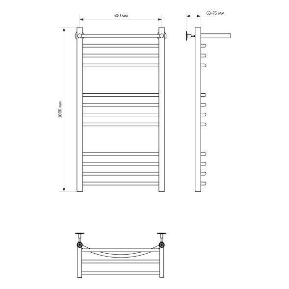 Полотенцесушитель MIXLINE CAPELLA 100х50 г2 (1/2&amp;#039;&amp;#039; ВР, 11 перекладин + ПОЛКА) водяной - ML-556276 
