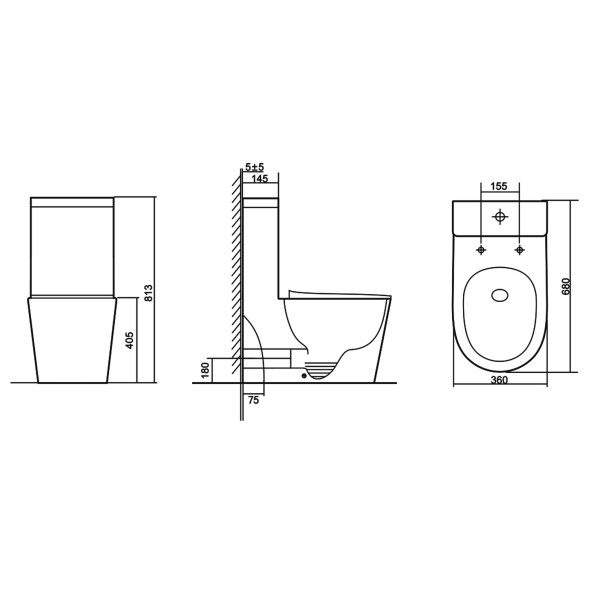 Унитаз-моноблок AZARIO Nimbus 360x680х813 безободковый, система слива &amp;quot;скрытое торнадо&amp;quot;, в комплекте с быстросъемным сиденьем микролифт (AZ-6080-AP)