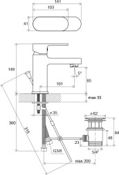 Смеситель для раковины Ravak Chrome CR 011.00, со сливным гарнитуром, однорычажный, хром (X070053)