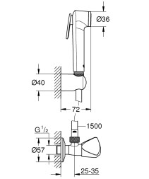 Набор для гигиенического душа Tempesta-F Trigger Spray  (гигиенический душ, настенный держатель, шланг 1500 мм), хром (26357000)