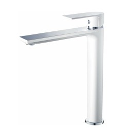 Смеситель для раковины 40к HB11505-8 HAIBA б/отв, высокий, п/шпильку, БЕЛЫЙ/ХРОМ^ - HB11505-8 