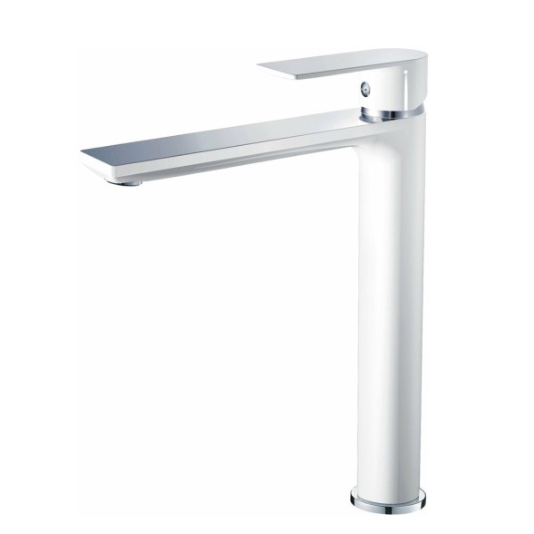 Смеситель для раковины 40к HB11505-8 HAIBA б/отв, высокий, п/шпильку, БЕЛЫЙ/ХРОМ^ - HB11505-8 