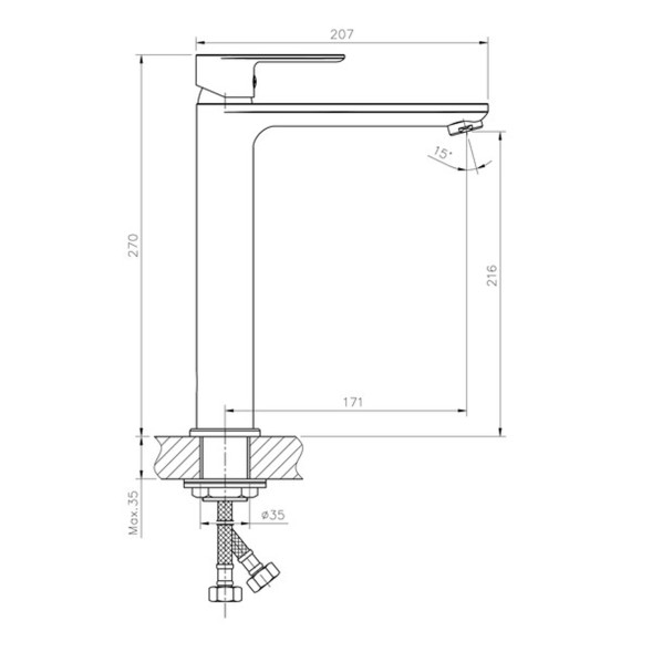 Смеситель для раковины 40к HB11505-8 HAIBA б/отв, высокий, п/шпильку, БЕЛЫЙ/ХРОМ^ - HB11505-8 