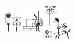 Смеситель для ванны Bravat EMERALDA с душевым гарнитуром, длинный излив, хром (F6135147CP-LB-RUS)