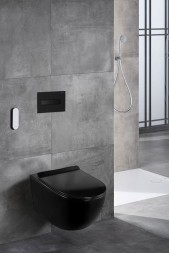 Сет LORANTO Инсталляция с кнопкой Line черная матовая + унитаз CANTO чёрный матовый с сиденьем микролифт (4501+7323+CS-203HM-MB)
