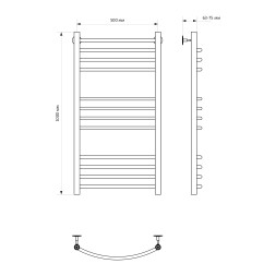 Полотенцесушитель MIXLINE CAPELLA 100х50 г2 (1/2&amp;#039;&amp;#039; ВР, 12 перекладин) водяной - ML-556275 