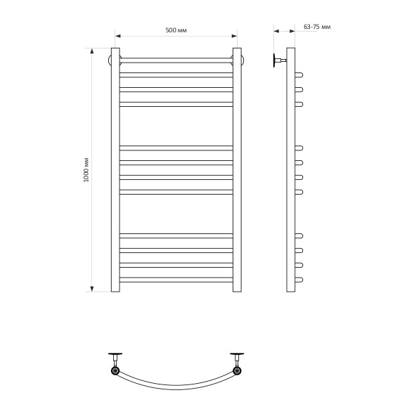 Полотенцесушитель MIXLINE CAPELLA 100х50 г2 (1/2&amp;#039;&amp;#039; ВР, 12 перекладин) водяной - ML-556275 