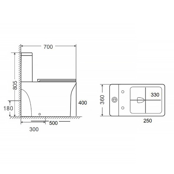 Унитаз-компакт Azario Mari 360х700х805 напольный, безободковый, слив Tornado, в комплекте с быстросъемным сиденьем микролифт (AZ-79143T)