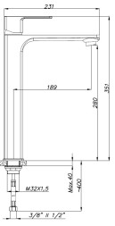 Смеситель для раковины - чаши AZARIO CADEO высокий, хром (AZ-15944551)