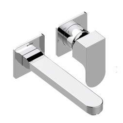 Комплект Bossini TEO Смеситель для раковины, настенный, встраиваемый, с изливом 18.5 см, хром + Встраиваемая часть однорычажного смесителя (Z00732.030+Z00801)