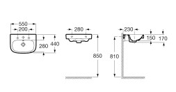 Раковина Roca DEBBA 550x440х170 мм, уст.компл., белая (7.3279.9.500.Y)