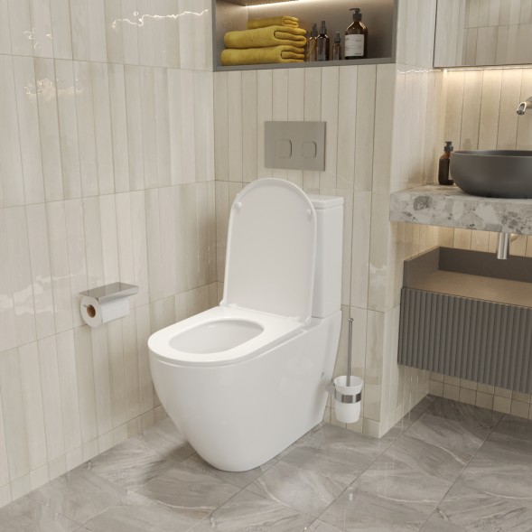 Унитаз-компакт безободковый WAVE NEO Tornado1.0, гор,ниж,2-кн.арм,сид.дюропл,м/л,быстр,БЕЛЫЙ глянец - 553132 