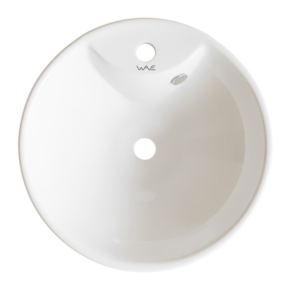 Раковина накладная на столешницу WAVE Koral 410*410*185 ш*г*в с отв под смеситель,белый,круг - 554714 