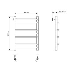 Полотенцесушитель MIXLINE MIRA  60х40 г2 (1/2&amp;#039;&amp;#039; ВР, 7 перекладин) водяной - ML-556293 